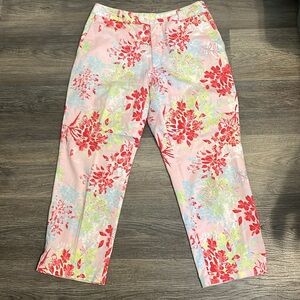 Greg Norman Collection Floral Ankle Pants - Pink, Red, Green